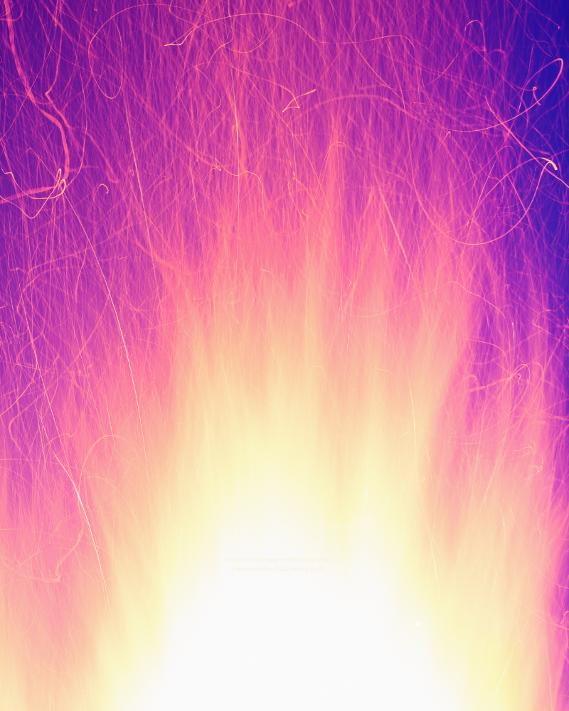 Feu et étincelles exprimant la profonde transformation 2026 selon le Ba Zi